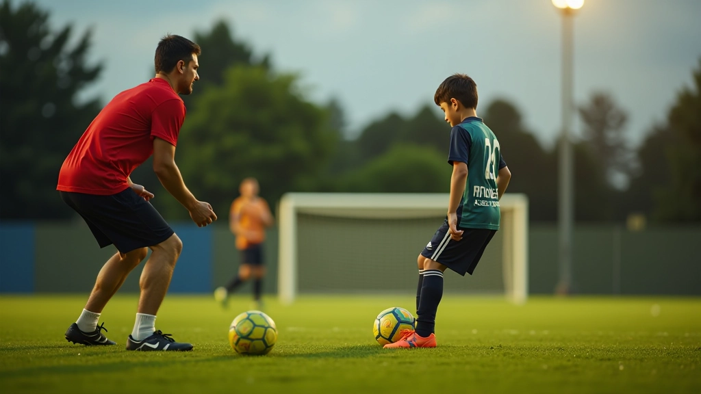 لاعب يمارس تقنية الضربة الصحيحة تحت إشراف مدرب متخصص